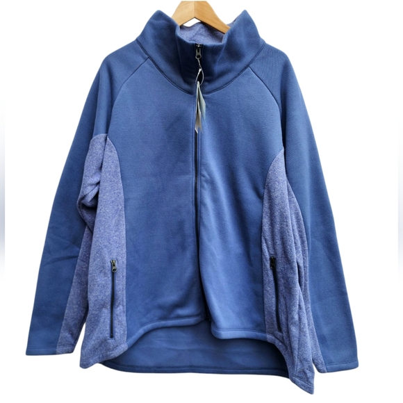 Columbia Sweaters - Columbia Blue Fleece Lined Jacket Zip Up Pockets Mock Neck‎ Women's Plus Size 2X